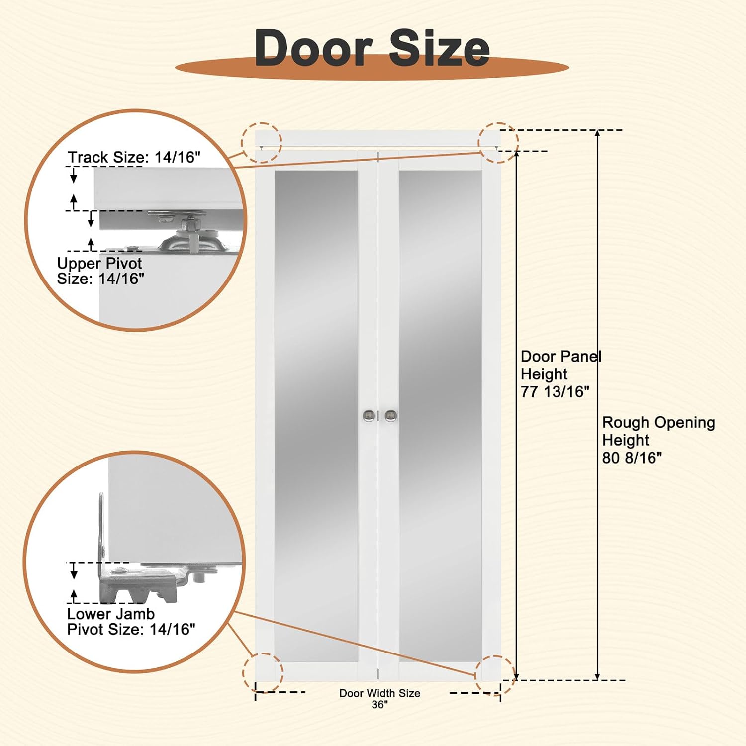 1-Lite Glass Door Solid Core Manufactured Wood French-Pivot Door with Installation Hardware, 36" x 80"