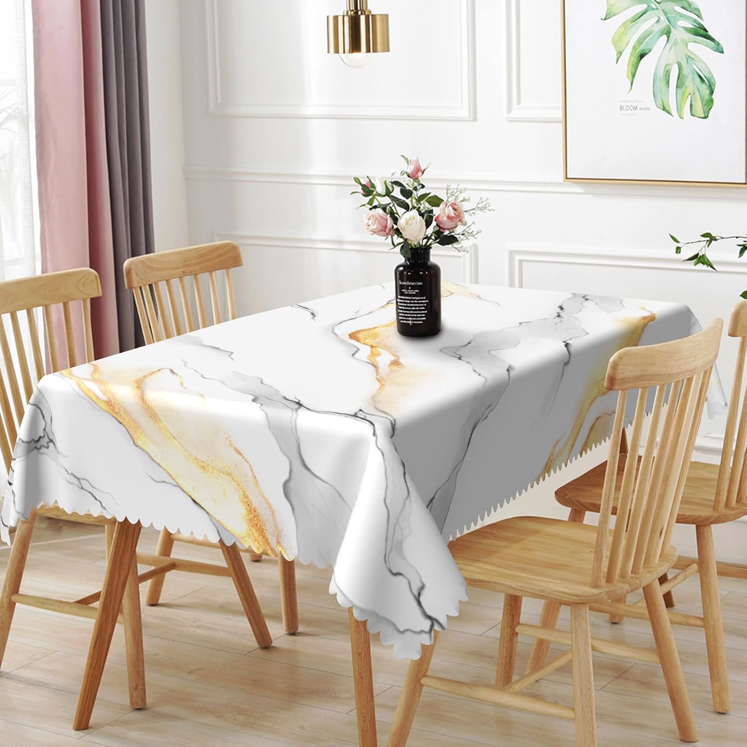 Marble Rectangle Table Cloth Marble Print Tablecloth Abstract Marble Texture Fabric Washable Table Covers for Parties Patio Picnic Camping Kitchen Home Dining Tabletop Decoration 52x70 inch
