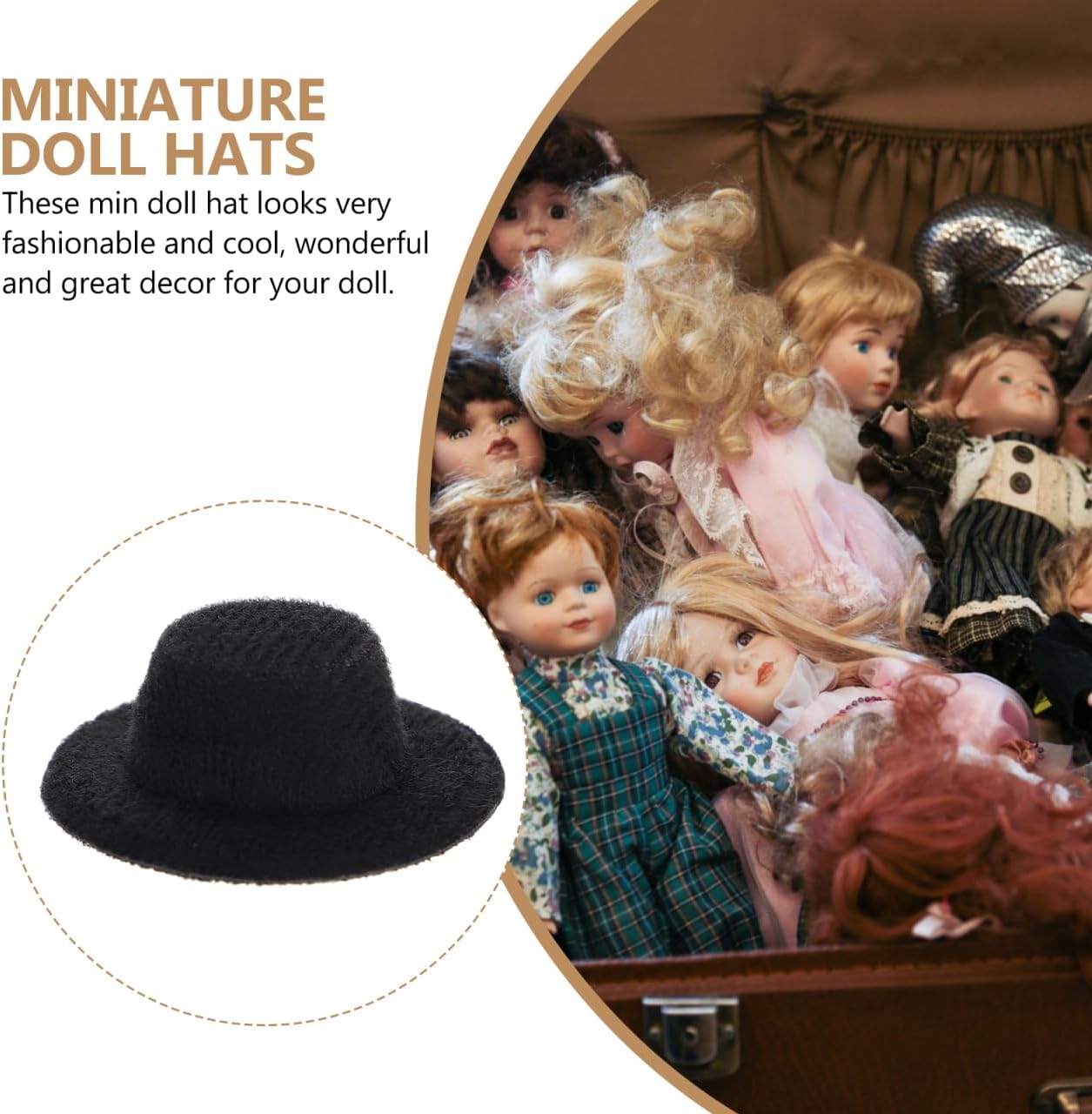 Toyvian 20Pcs Miniature Doll Hats, Mini Formal Hats Felt Black Top , Western Hat for DIY Craft, Christmas Ornaments for Party Supplies Decoration