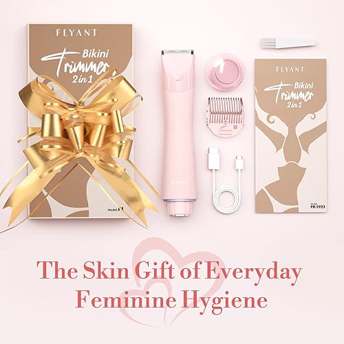 Miniatura 8 de Flyant - Recortadora de bikini para mujer, afeitadora eléctrica 2 en 1 para mujer, recortadora de pelo púbico, impermeable, IPX7 con LED, maquinilla