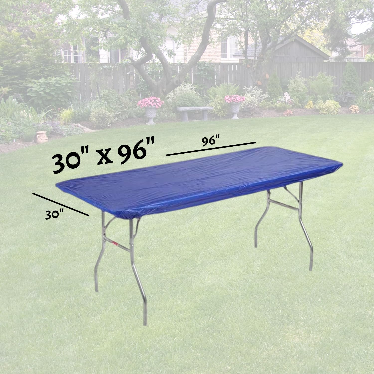 Kwik-Covers 8' Rectangle Plastic Table Covers 30" x 96", Bundle of 5 (Royal Blue)