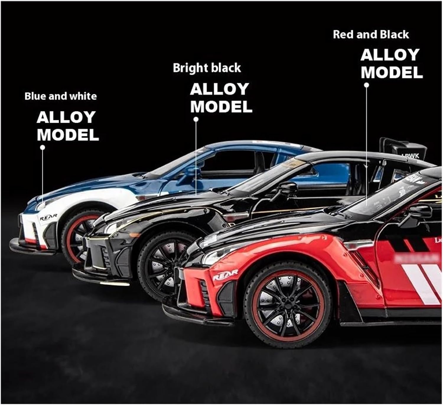 Scale car Model 1:22 for GTR Racing Alloy Car Model Display Car Model Proportional Car Model Put in Display Cabinet Suitable for Display(Black)