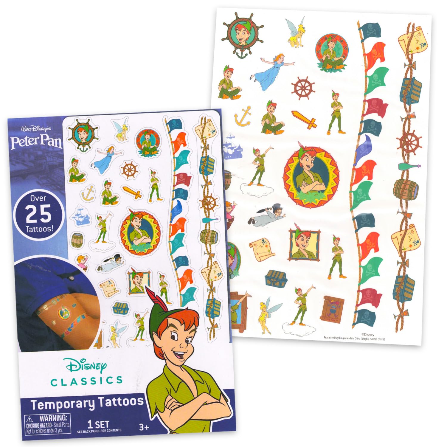 Disney Peter Pan Sticker and Tattoos Party Favors Super Set ~ Bundle Includes Over 200 Peter Pan Temporary Tattoos and Stickers (Peter Pan Party Supplies)