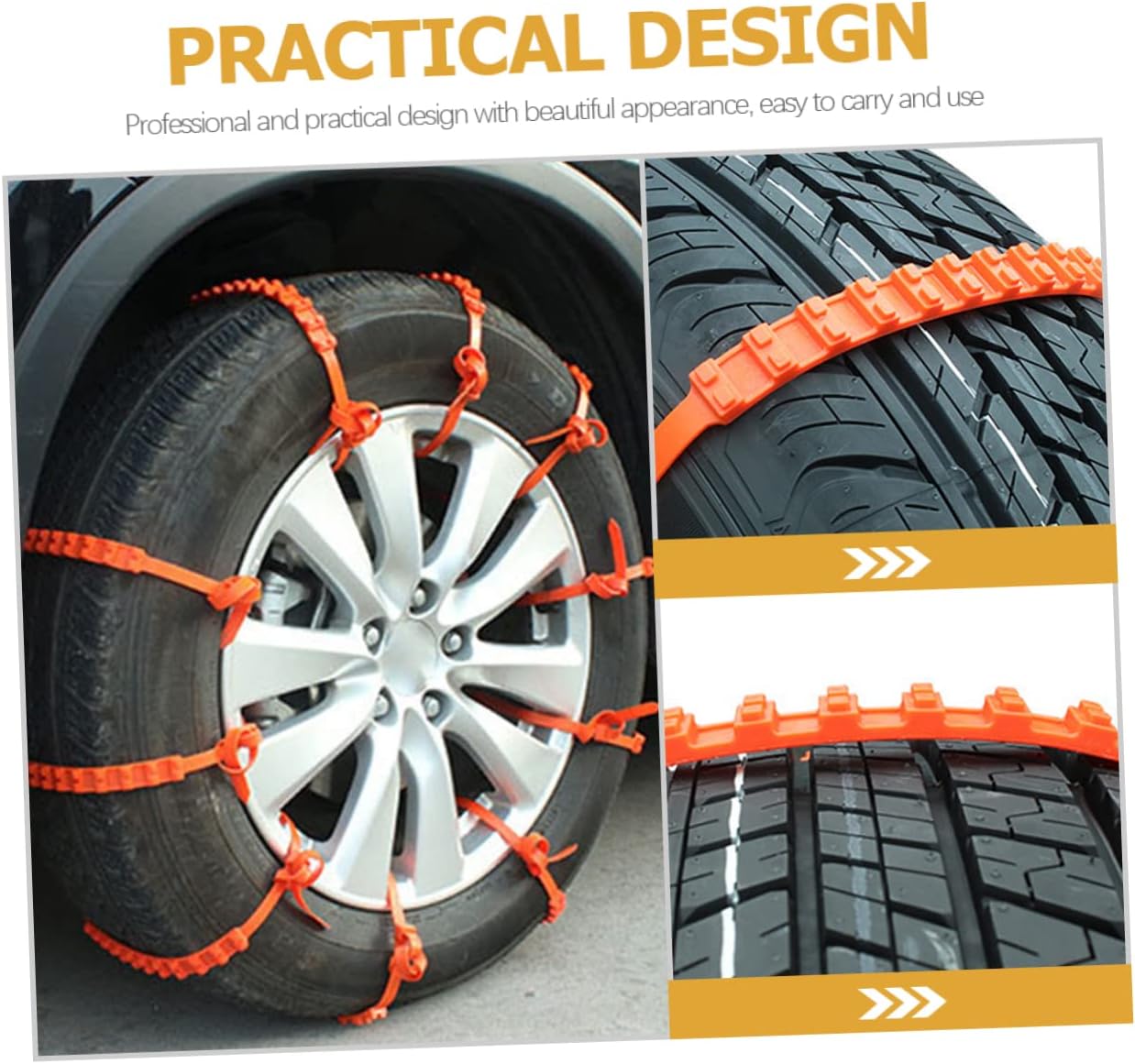 10pcs Anti-skid Tire Chains for Car Suv Emergency Snow Traction Tool Lightweight Zip Cable Design for Winter Driving Safety and Mud Conditions