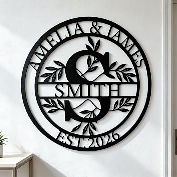 Custom Metal Name Sign Split Letter Monogram Family Wall Decor