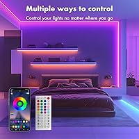 Vista 2 de Neon Rope Lights, 50FT RGB Led Strip, Waterproof IP67, DIY Design, Music Sync, 44 Keys Remote Control, Multiple Modes, for Living Room, Bedroom