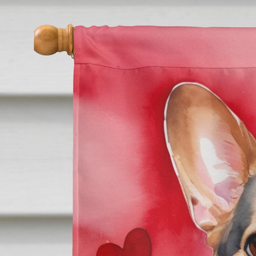Caroline's Treasures DAC5406CHF Corgi My Valentine House Flag Large Porch Sleeve Pole Decorative Outside Yard Banner Artwork Wall Hanging, Polyester, House Size, Multicolor