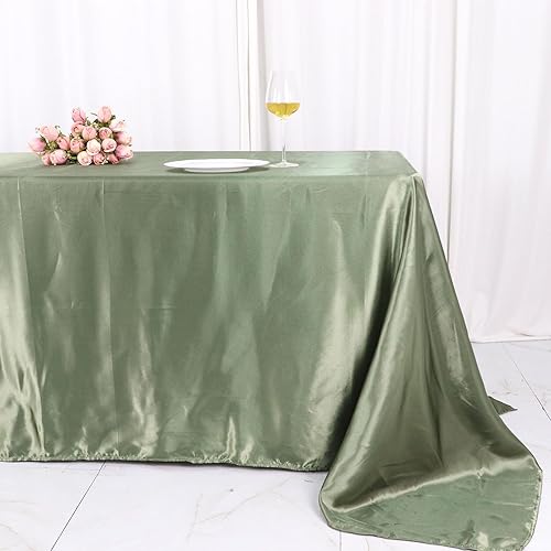 Miniatura 8 de TABLECLOTHSFACTORY Mantel rectangular de satén de eucalipto verde salvia para banquetes de lino para bodas, fiestas, restaurantes