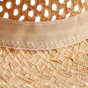 GEMVIE Straw Sun Hat Large Brim Sun Protect Raffia Summer Beach Hat Adjustable