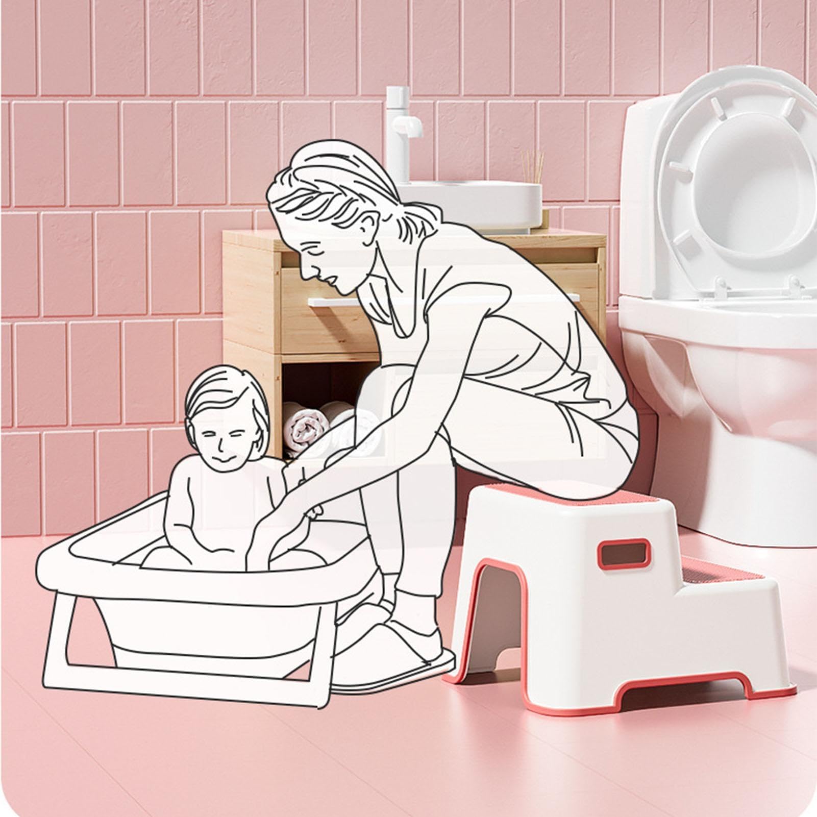 Escalón de inodoro antideslizante para niños pequeños, reposapiés de doble paso para entrenamiento de ollas, ayudante de baño para un fácil acceso al inodoro