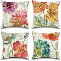 Artscope 4-Pack Waterproof 18x18 Throw Pillow Covers - Hydrangea Lotus Patterns for Outdoor Patio Garden Sofa Farmhouse Decor