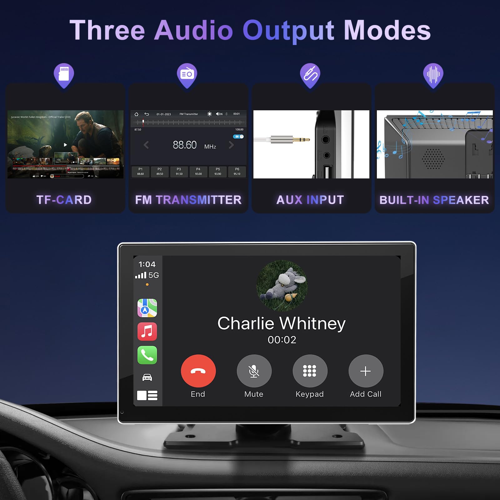 Carplay sans Fil & Android Carplay, avec écran IPS 9 Pouces, récepteur numérique, Siri/G-oogle, Navigation GPS, Bluetooth, Mirror Link, FM, AUX, écran Tactile pour Tous Les véhicules