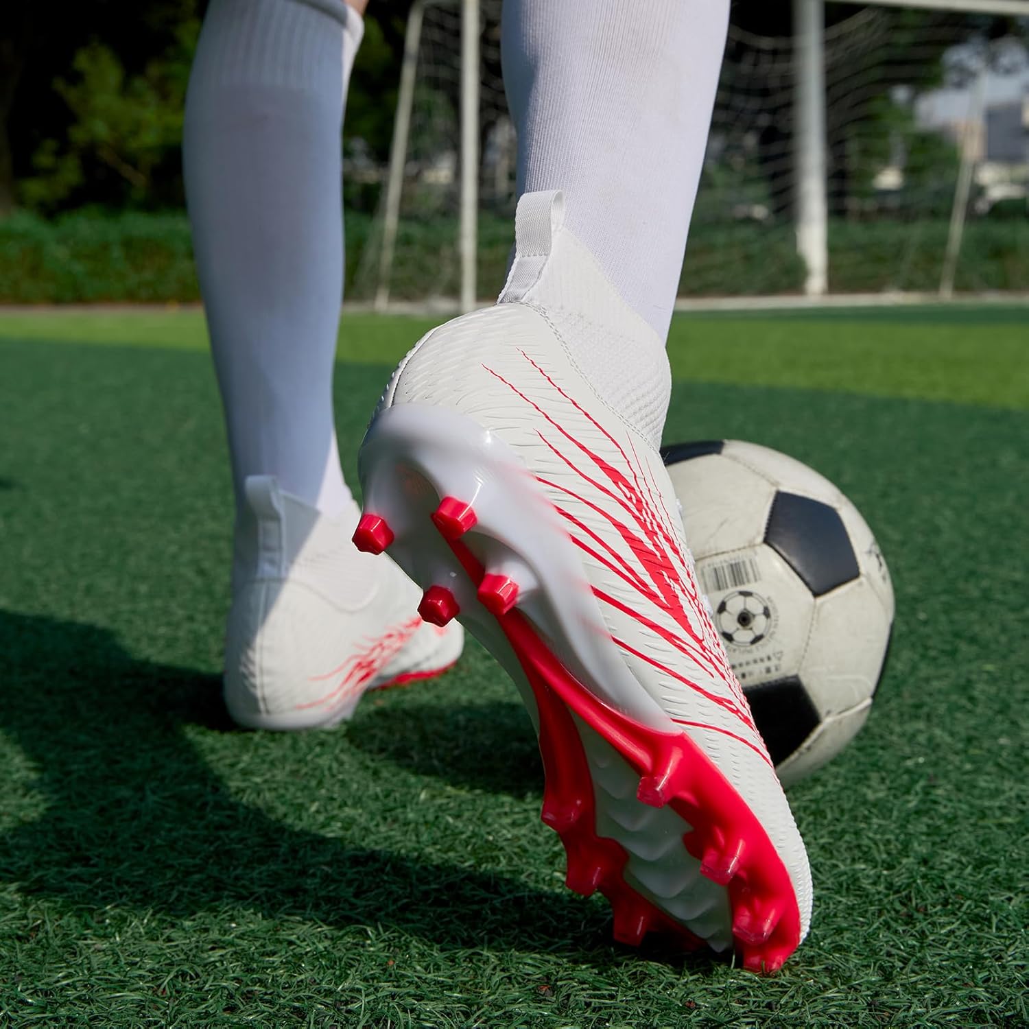 Football Cleats for Men Women High Top Soccer Shoes FG Long Spikes Football Shoes Adult Lightweight Outdoor Professional Athletic Training - Image 3