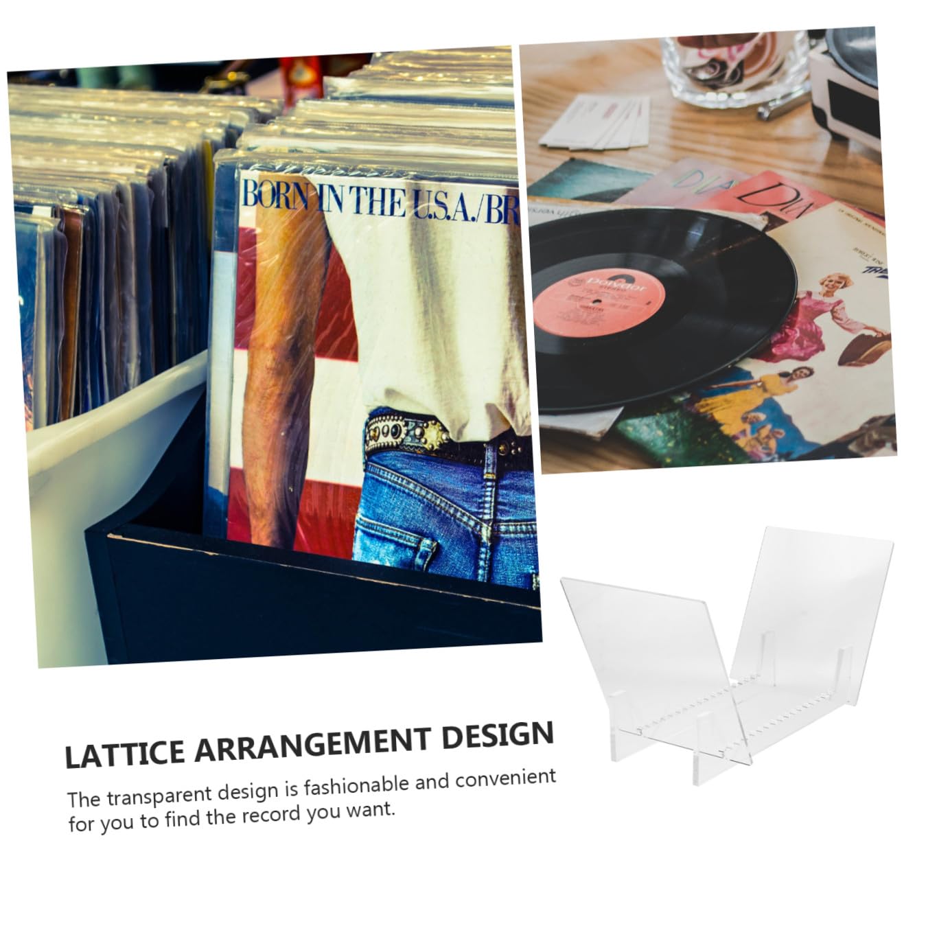 Supporto per dischi in vinile acrilico, moderno supporto per album per la casa, elegante scaffale da collezione per gli amanti della musica e gli appassionati di arredamento