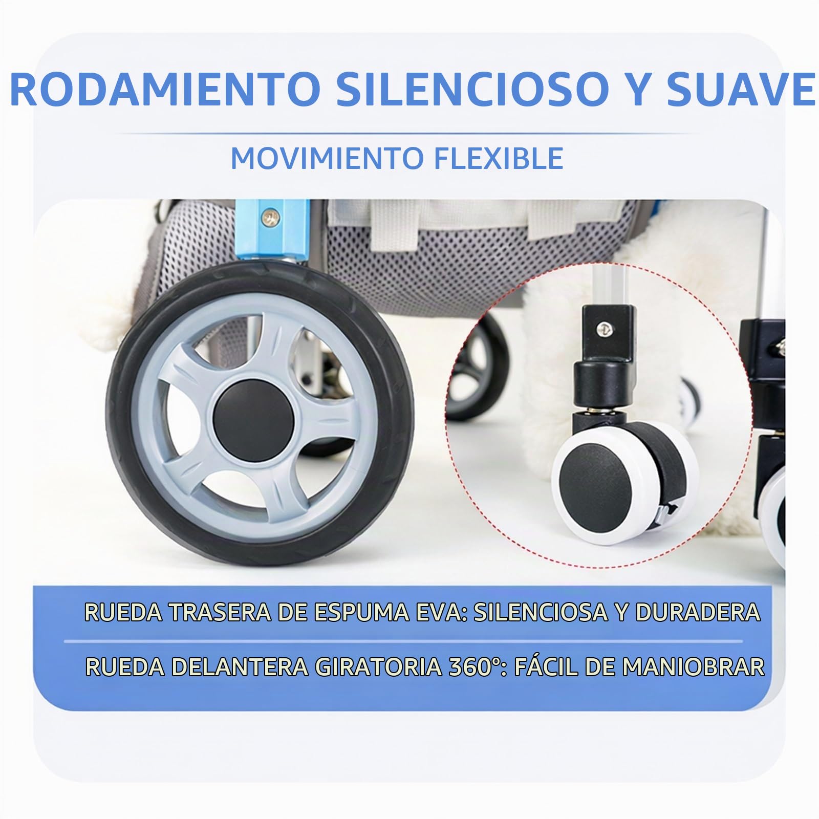 Silla De Ruedas para Perros De 4 Ruedas, Soporte De Movilidad Ajustable para Patas Delanteras Y Traseras, Ruedas De Eva Ligeras, Ayuda para Caminar para Perros Pequeños, Black4wheel S