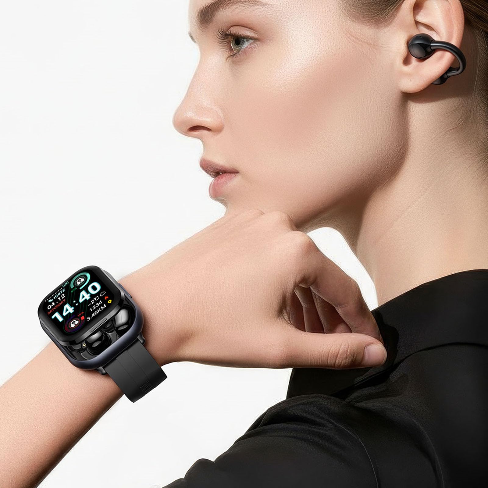 Montre Intelligente avec écouteurs, écran Tactile Complet
