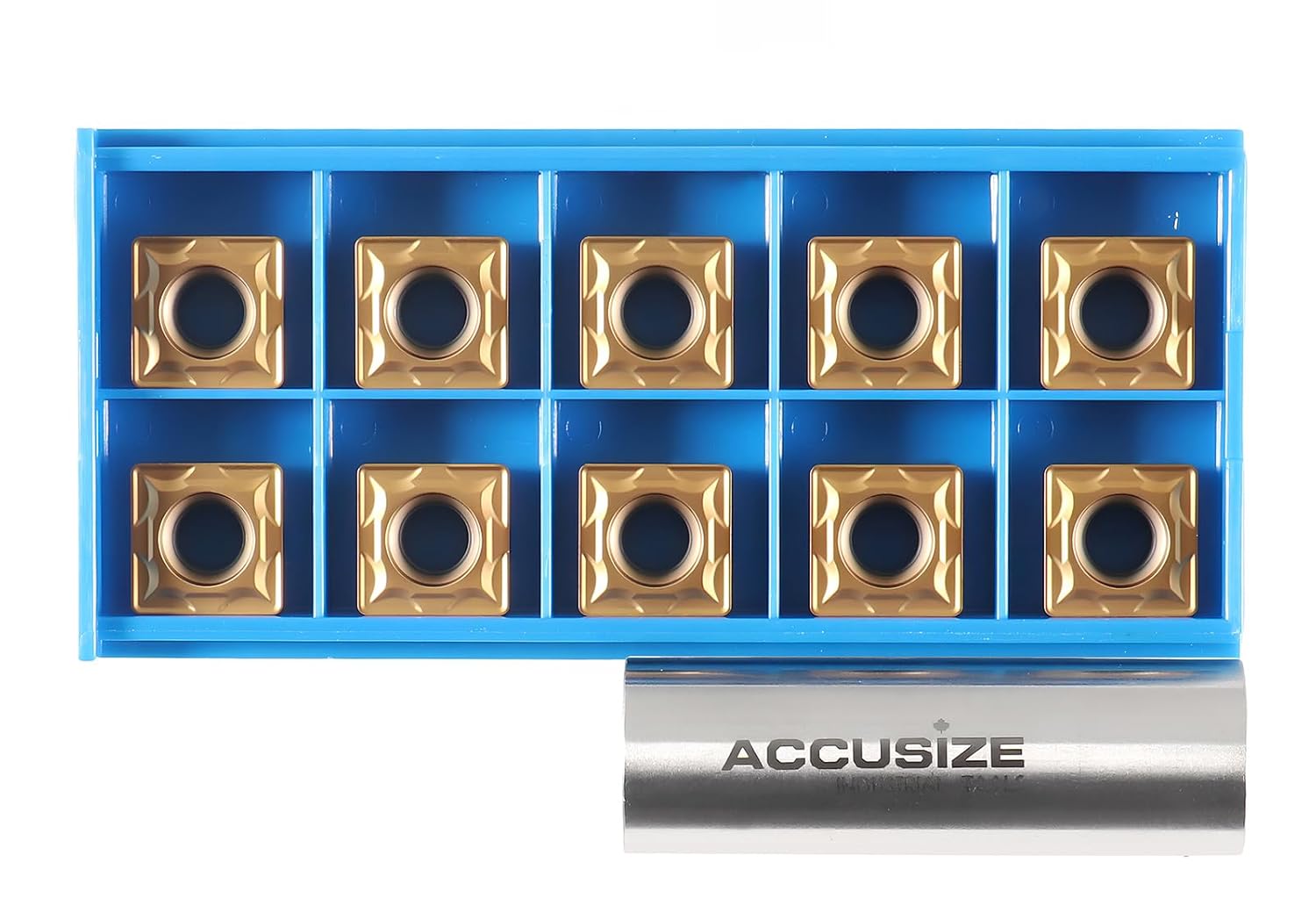 Accusize Industrial Tools SCMT432 Carbide Inserts, TiN Coated, 3/16" Thickness, 2124-1058x10