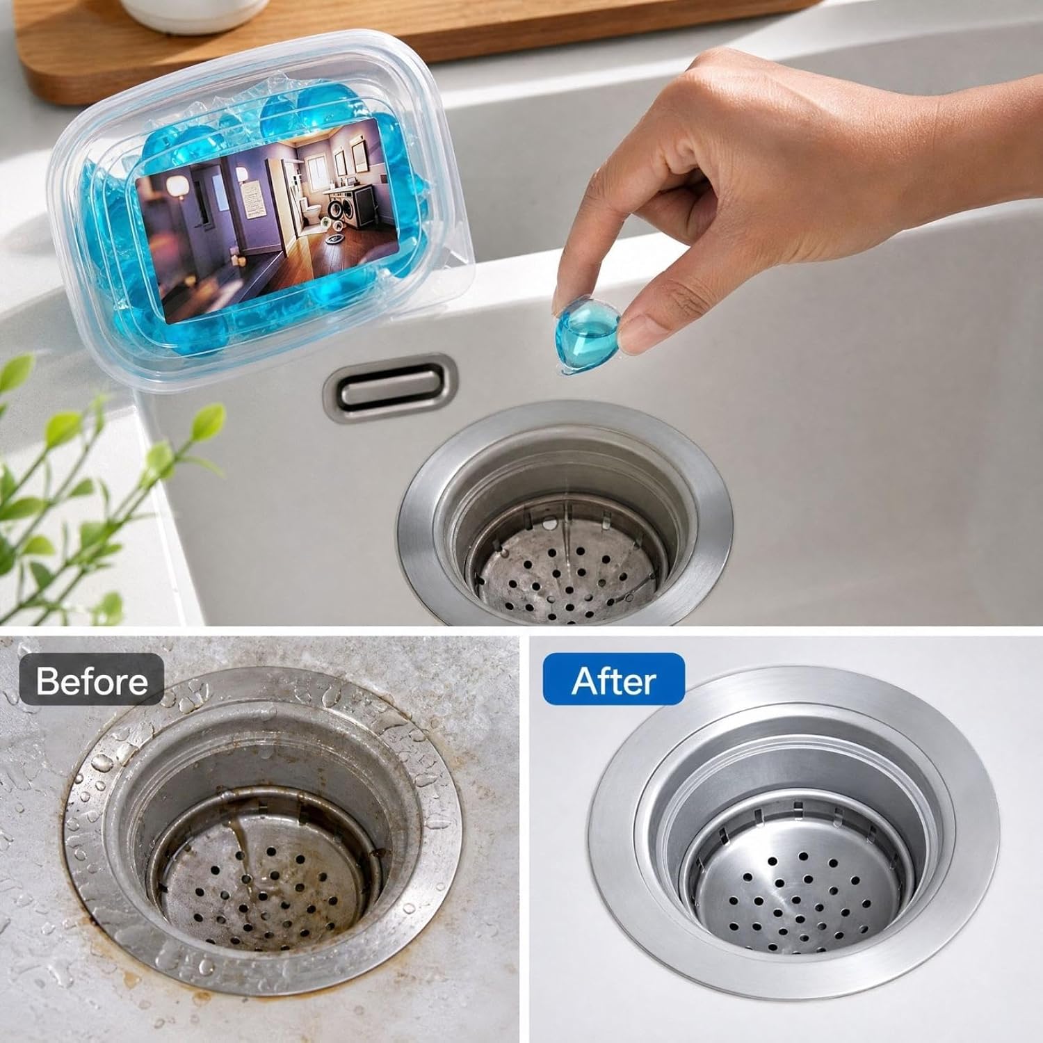 250PC Multi-Functional Scented Concentrated Cleaning Pods, Portable Individually Wrapped Household Pipe Cleaning Beads, Cleaning Pods For Kitchen Sink Bathroom Drain Bathtub Laundry Washing，A