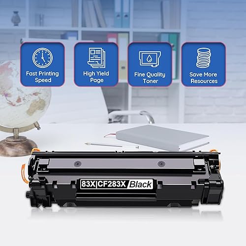 Miniatura 6 de Tóner 83X CF283X (con chip) - Compatible con 2 cartuchos de tóner de alto rendimiento 83X de repuesto para HP 83X Laser Pro M201 impresora láser Pro