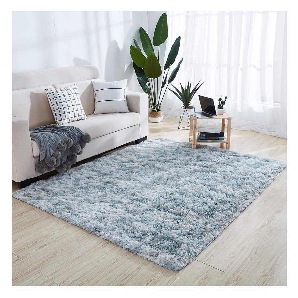 XiinxiGo Alfombra Salon Shaggy Tie-Dye - Alfombras Dormitorio Modernas Pelo Largo Lavables - para Comedor, Dormitorio, Pasillo y Habitación Juvenil,Gris Claro,60 * 120 CM