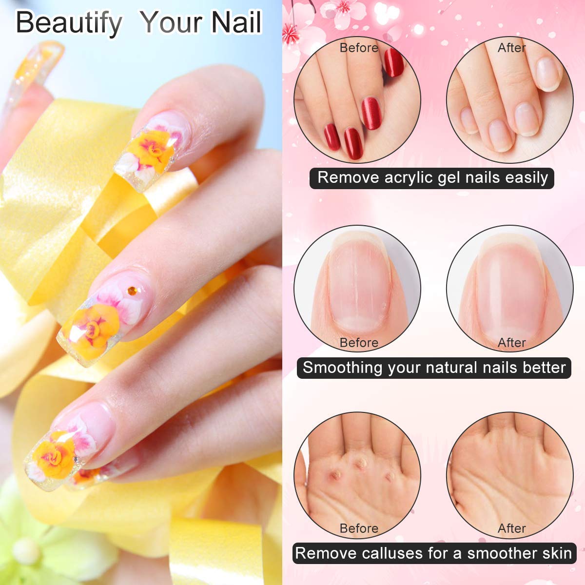 Professional Manicure Pedicure Set - Electric Nail File Kit with Portable Nail Drill Machine, Polishing Shape Tools for Acrylic Gel Nails, Includes Nail Drill Bits, Sanding Bands and Brush (Black)