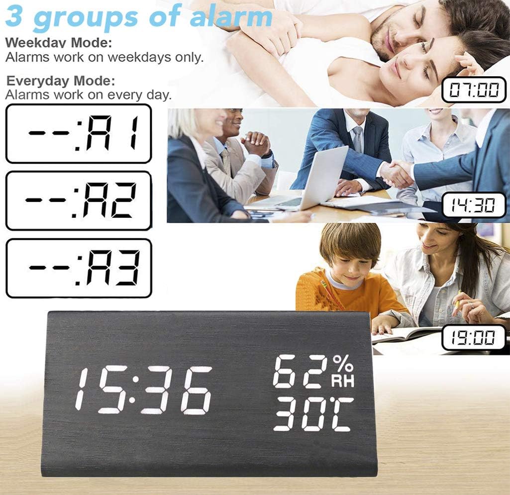 ساعت چوبی رومیزی دیجتال برند Emore