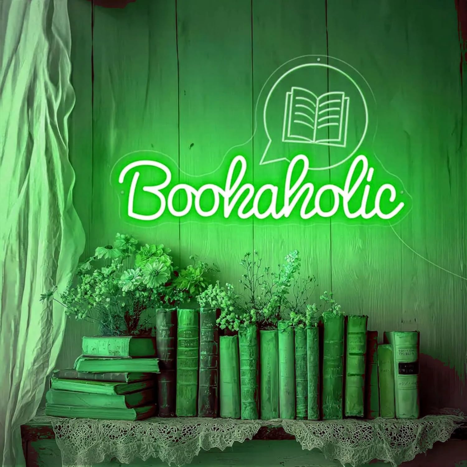 Bookholic Neon Sign, Books Led Sign, Bookish Neon Light, Book Wall Art, Book Store Wall Decor, Library Wall Art, Custom Neon Sign for Book Club Classroom Read Corner Kid's Reading Study Room