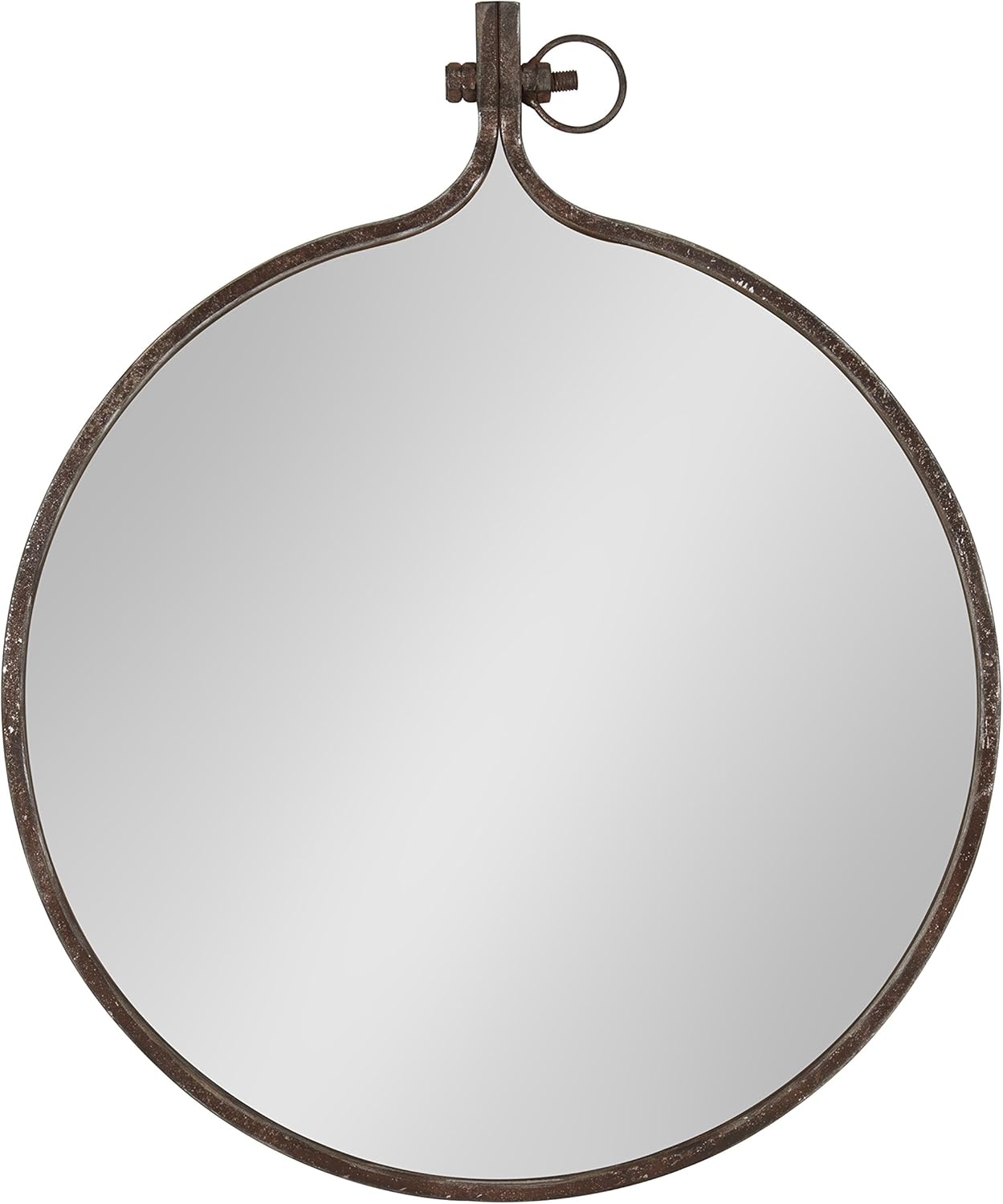 Kate and Laurel Yitro Round Industrial Rustic Metal Framed Wall Mirror, 23.5x28.5, Rustic Metal, Chic Industrial Accent Mirror for Wall : Home & Kitchen