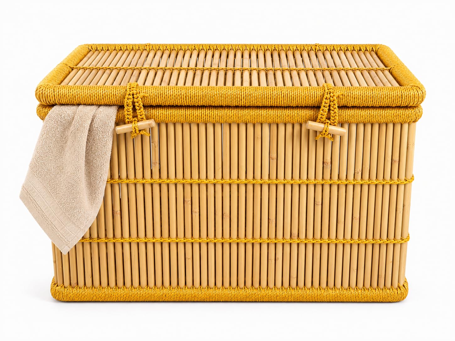 Wood Laundry Basket For Clothes With Lid & Handle | Kids Toys Storage Organizer | Clothes Box | Picnic Hamper With Sitting (Handmade Bamboo Eco-Friendly)-image-49