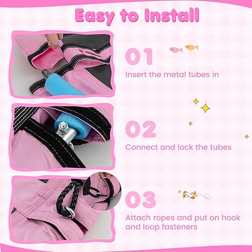 Miniatura 4 de Costzon Columpio de árbol de platillo de 40 pulgadas para niños, columpio de platillo volador con 2 mosquetones, cuerdas ajustables, tela Oxford