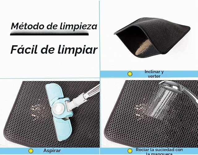 Foto 2 de 3 de Alfombrilla de arena para gatos, de doble capa, diseño de panal de abeja, duradera, impermeable