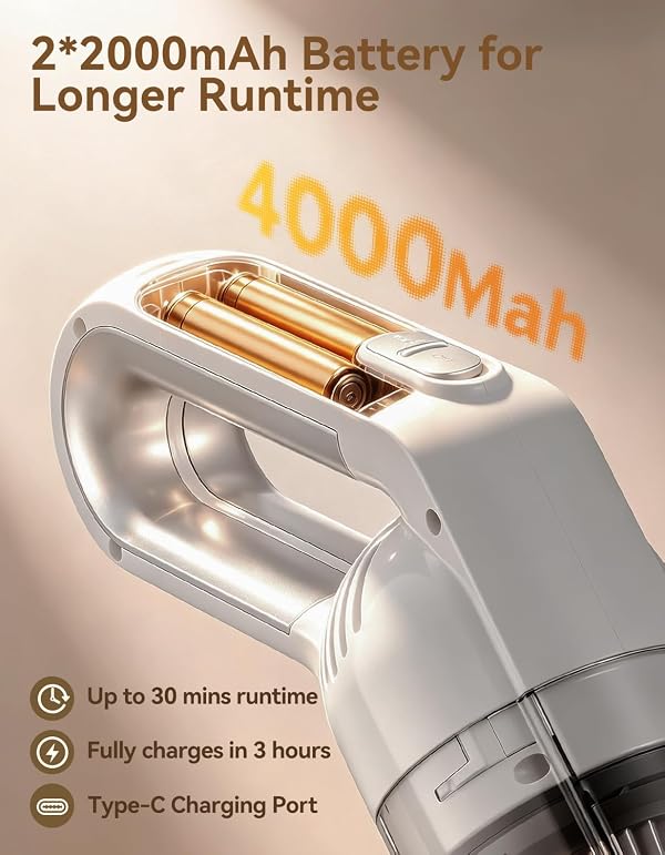 ZXINYUAN Handheld Vacuum Cleaner, 20000 Pa Car Vacuum Cordless White by ZXINYUAN - Used condition - Image 3