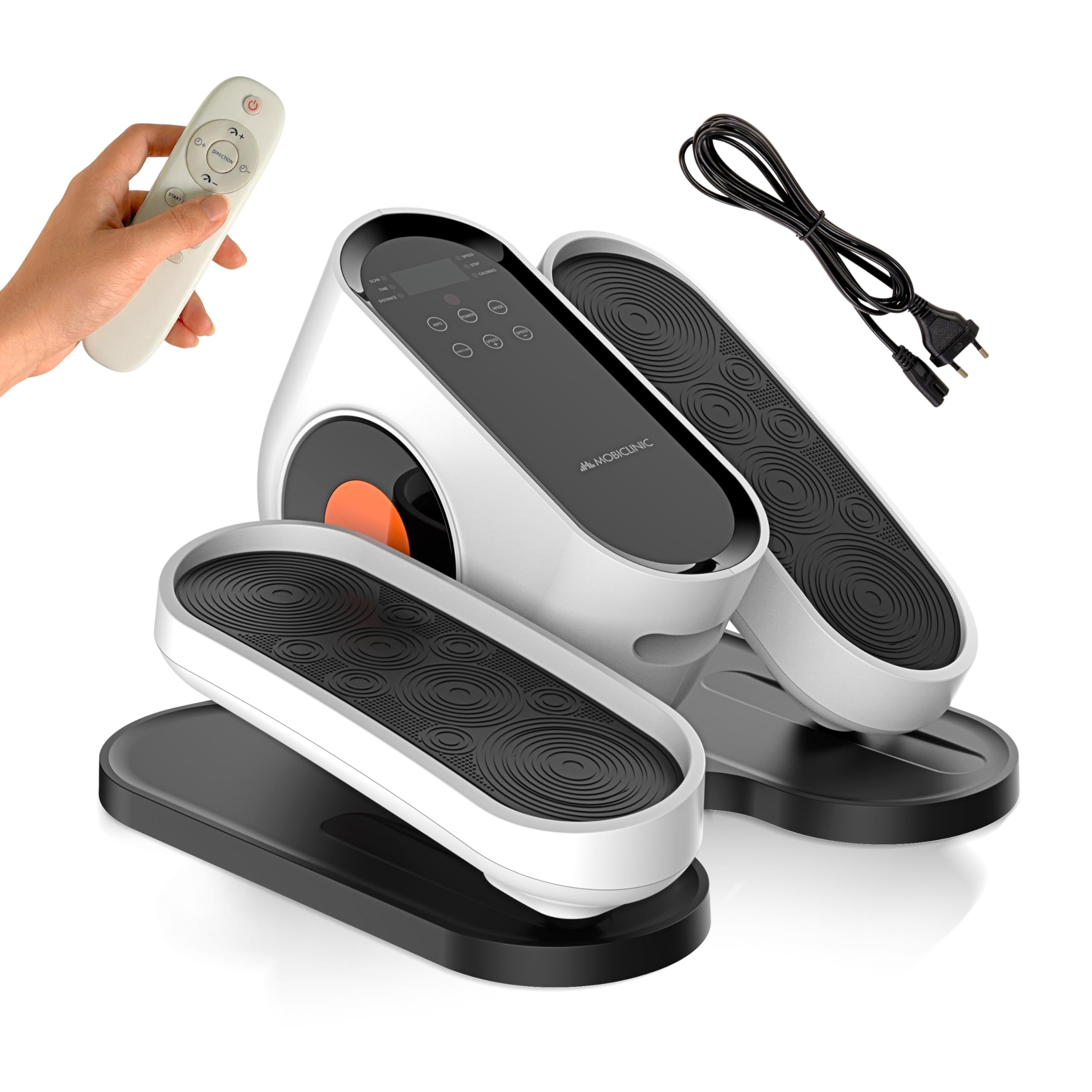 Mobiclinic®, Mini Elíptica Eléctrica, Modo Manual y Automático, Pantalla LED, Mando a Distancia, 10 Velocidades, Pedaleo Bidireccional, Silencioso, Antideslizante, Hogar y Oficina, Mobidal