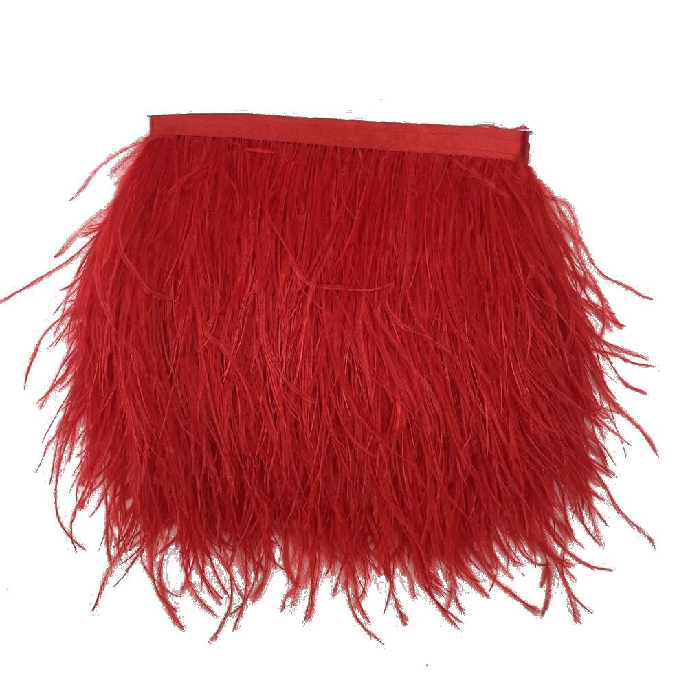 Shekyeon Ostrich Feathers Trim Fringe Used Wedding Sewing Crafts Costumes Decoration Pack of 2 Yards(red) โ image 1