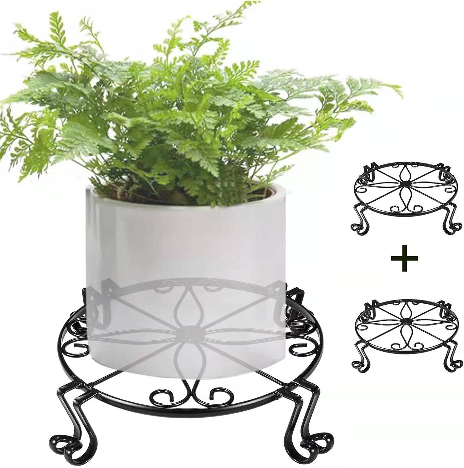 YueTong 10 Inch Big Plant Stands for Indoor Plants|2 Pack Outdoor Flower Stand|Metal Plant Stand Outdoors for Tall and Big Planters| Planter Holder for Patio
