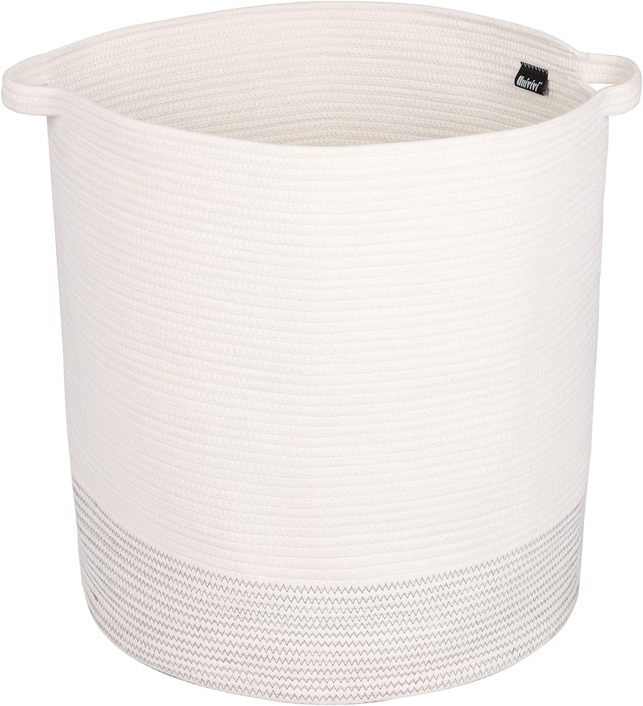 Univivi XXXLarge Laundry Basket Woven Rope Blanket Storage Basket with Handles Yellow Large Clothes Baskets for Living Room (XXXL, Grey)