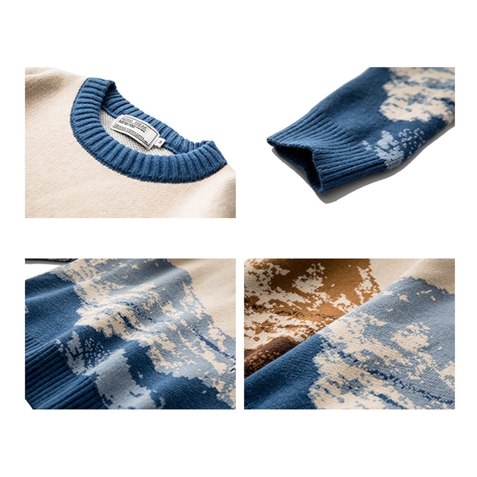 Suéter Casual de Los Hombres Hombre Hip Hop Streetwear Crew Sweater Sweater Log Poel Large Tamaño Casual Moda Moda Moda de Moda Montaña Montaña Contraste Color Suéter Impreso Suéter para Hombres (Col