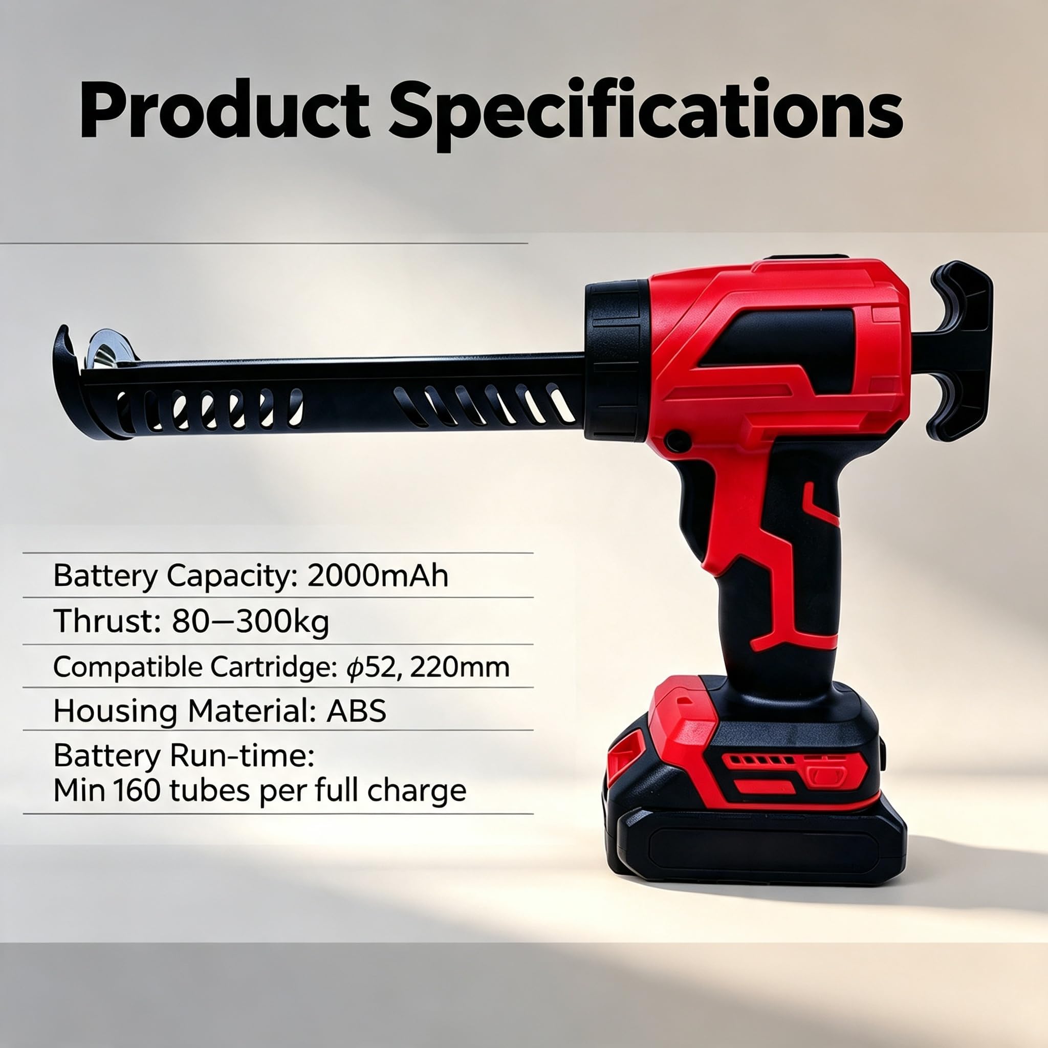 Pistola per Sigillante Senza Fili, Pistola Elettrica per Sigillante Regolab | Design anti‑riflusso, pulsante di blocco, batteria da 2000 mAh per lavori di sigillatura di sigillanti e fughe