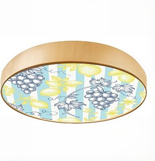 Flush Mount Ceiling Light Fixture Lemon fruits grapes blue stripe traditional design Mediterranean Coast Dimmable LED Close to Ceiling Lights Fixtures Round Lamp for Bathroom Kitchen Bedroom Hallway