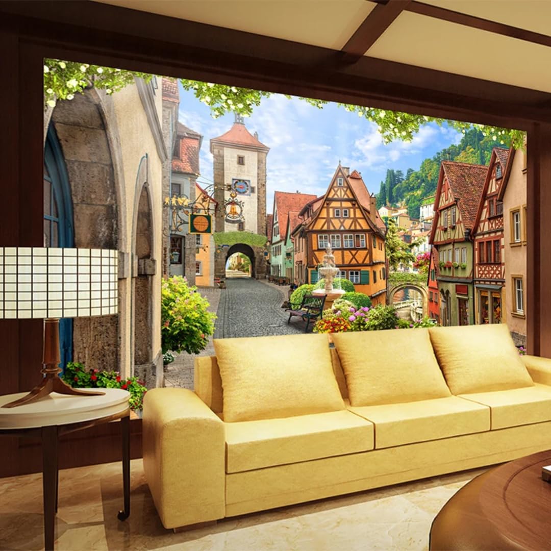 Mural tapeta 3D Europa miasto widok ulicy mural salon dom sztuka dekoracyjna na ścianę
