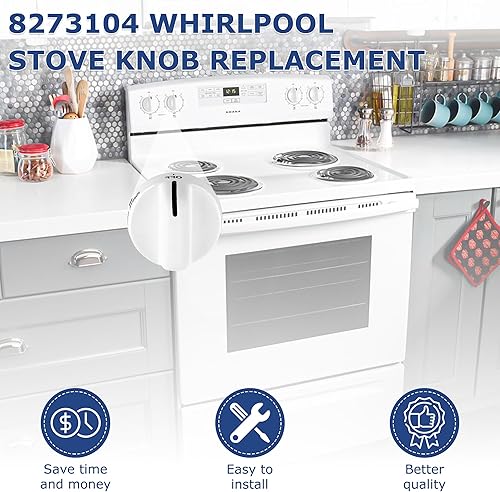 Miniatura 7 de TOMOON WP8273104 8273104 Pomos de control de quemador de superficie con eje D  Perilla de repuesto para estufa de gas para estufas Whirlpool Roper