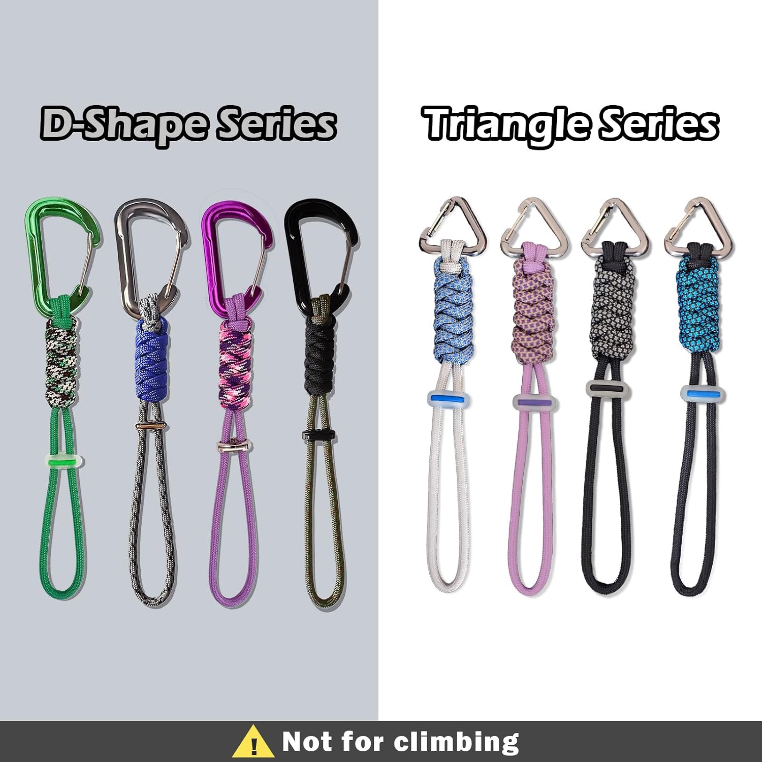 Paracord Keychain - Triangle/D-Shaped Carabiner Clip with Lanyard for Hanging Water Bottle, Key, Backpacks and More image 4