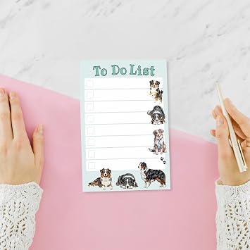 Australian Shepherd Kawaii Sticky Notepad to Do List | Dog Lover Gifts for Women | Office School Supply Sticky Notes 4x6 50 Pages