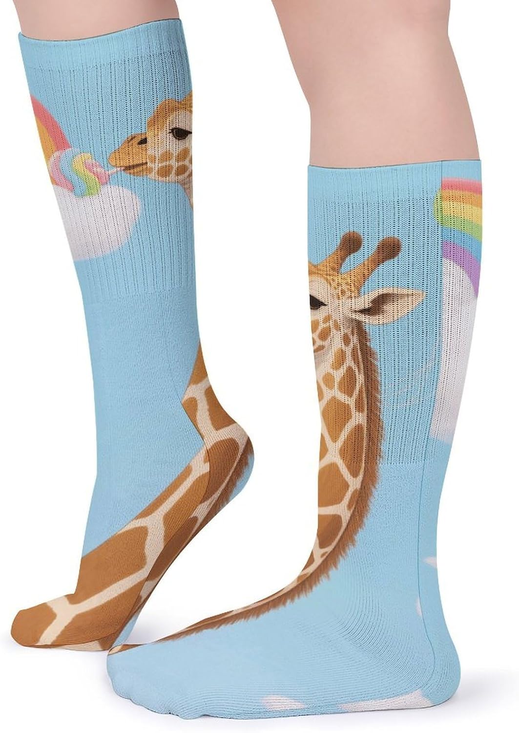 5-Pack Knee High Socks, 15.7 Inch Breathable Casual Socks Long Giraffe Stockings for Men Women