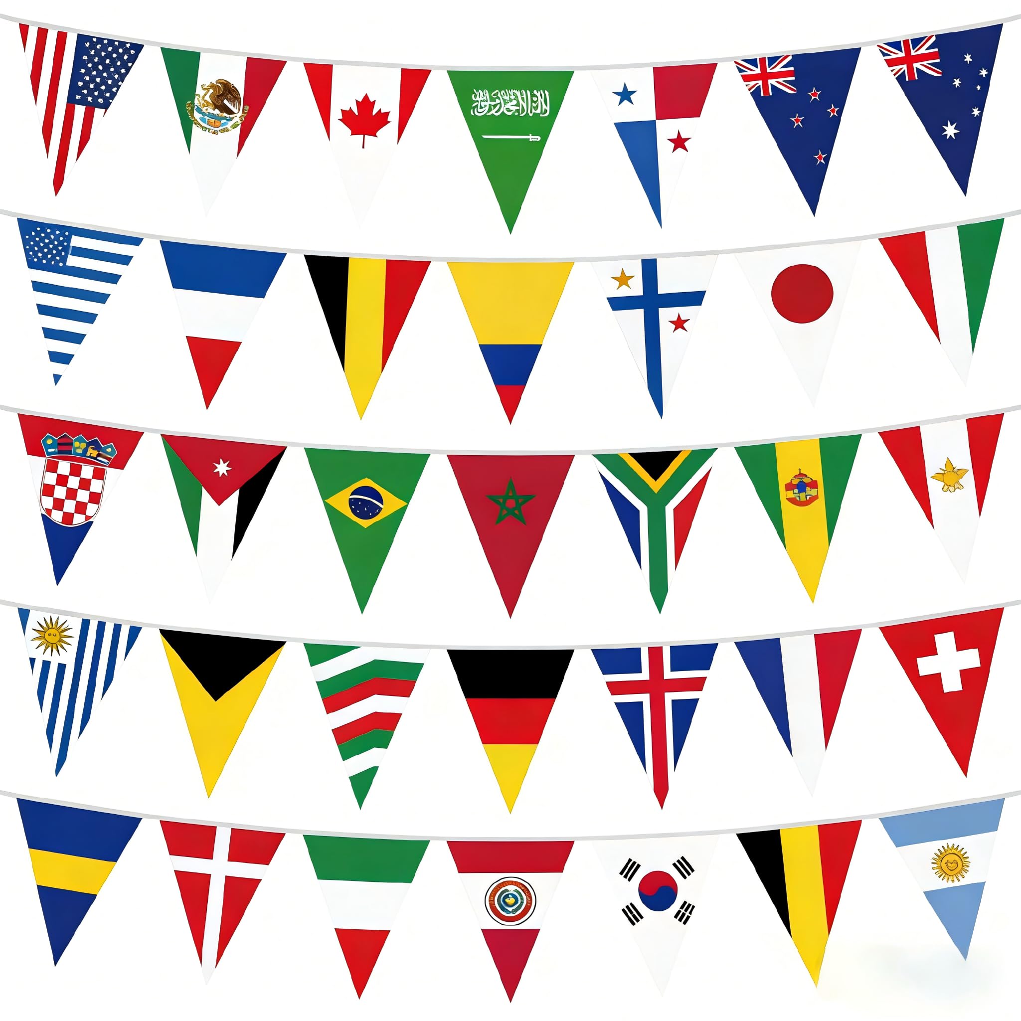 2026 World Cup Bunting, 30 Countries String Flags Banner 14x21cm- 10m Long for World Cup Football 2026