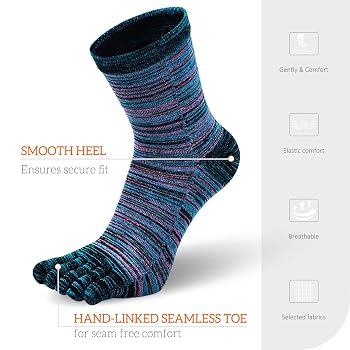 5 Paires Chaussettes à Doigts Homme - Coton 80%, Taille 39-47 - Pour Sport, Randonnée - Confortables Et Respirantes