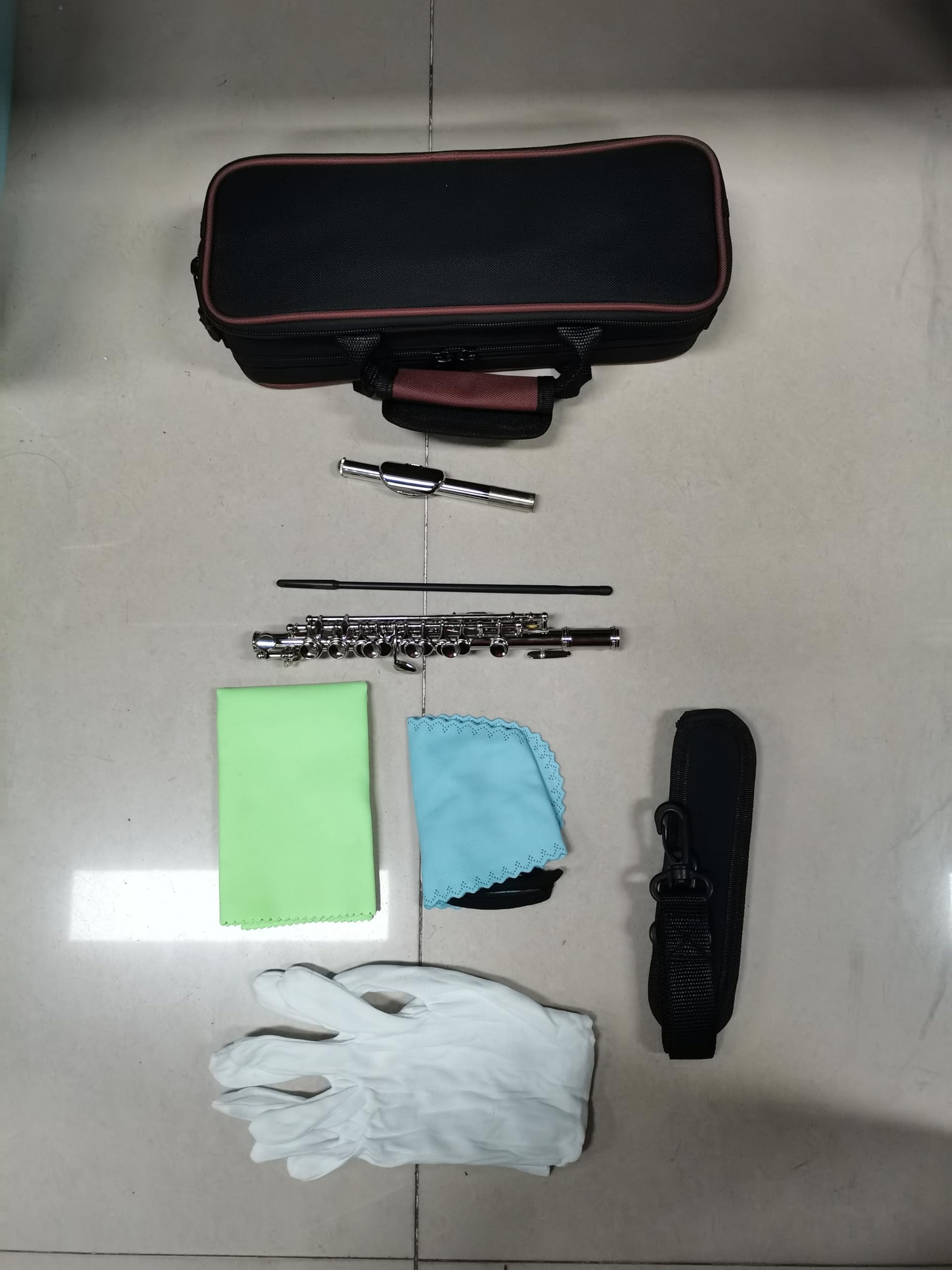 Weiß Kupfer Piccolo Instrument, C-Ton, Anfänger-Set mit Koffer, Reinigungsstab, Tuch und Fäustling, für Schüler, Bühne oder Prüfung