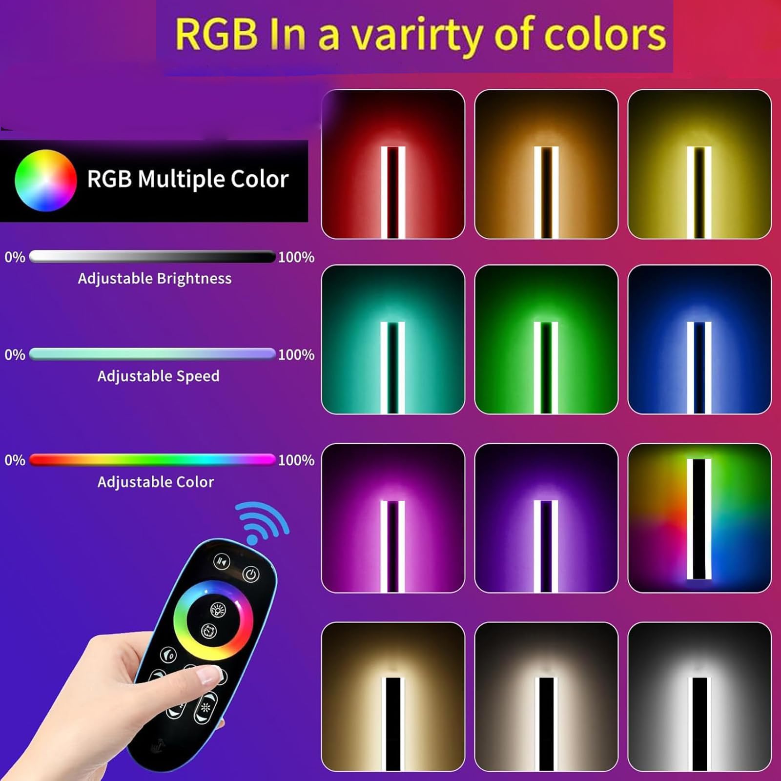 RGB Lange Außenwandleuchten Dimmbar LED Wandlampen mit Fernbedienung Aussen Innen Wandbeleuchtung IP65 Wasserdichte Aluminium Schwarz für Balcony Villa Terrassen Gärten (D,120cm)