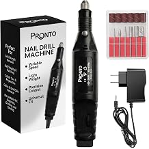 PRONTO Professional Corded Electric Nail Drill Machine Kit | Plug-in Nail Drill E File for Acrylic Nails, Gel Polish Removal, Shaping & Buffing with Drill Bits & Sanding Bands