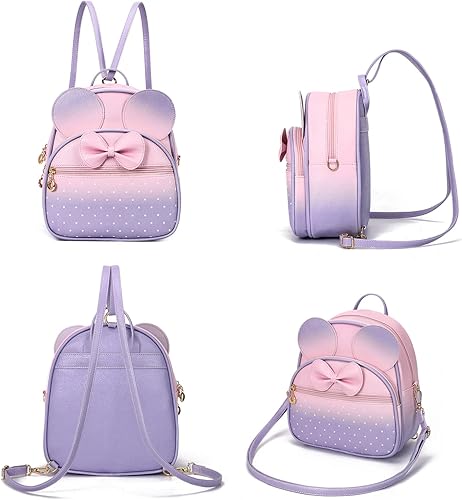 Miniatura 5 de KL928 - Mochila mini con diseño de lunares y moño para niñas, convertible a bandolera y bolso para mujeres, Pequeño, Casual